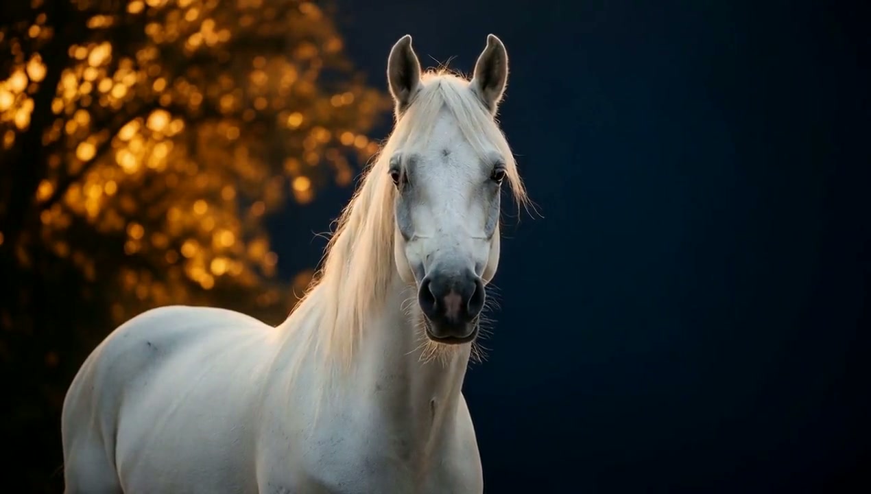 Cavallo bianco in un maneggio italiano